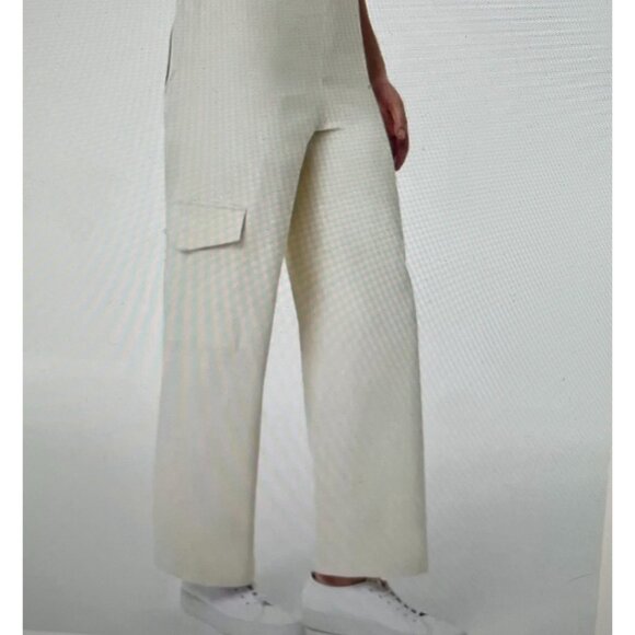 Spanx Womens Beige Wide-Leg Utility Pants Size G Cotton Blend With Pockets - Picture 3 of 16